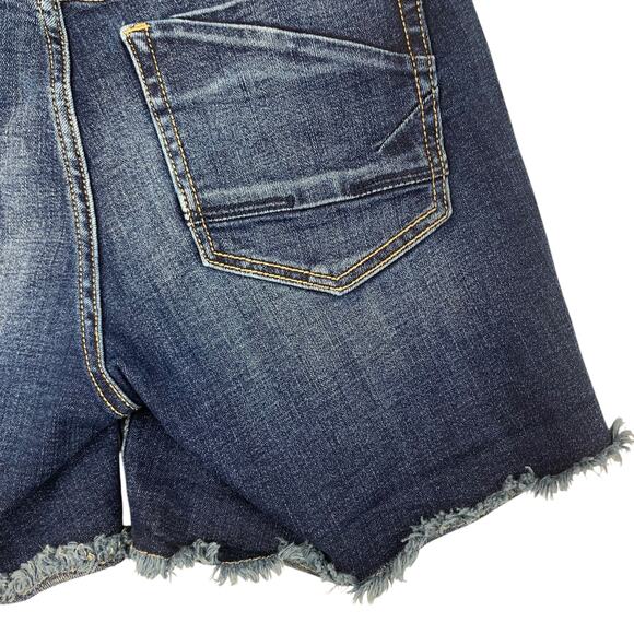 BKE Payton Jean Shorts Stretch Dark Wash Denim Blue Frayed Hem Women's 25 - Picture 6 of 9
